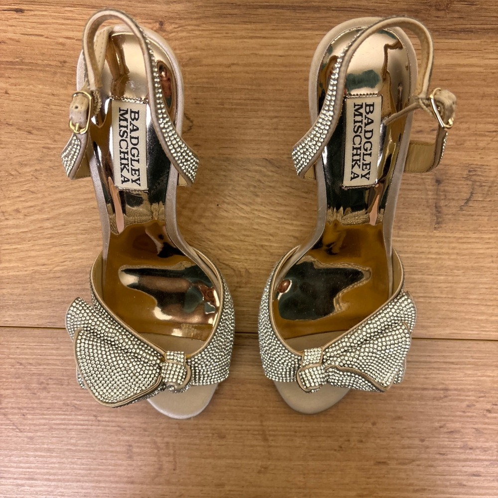 BADGLEY MISCHKA Rennie Statement Stiletto Heel Nude Women Size 6.5 Formal Party - Picture 6 of 14